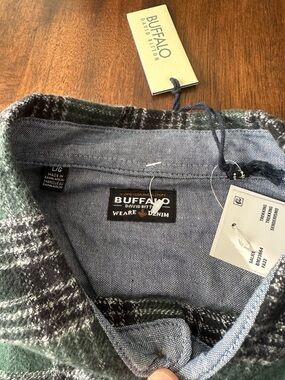 Buffalo David Bitton Green and Black Plaid Button-Up